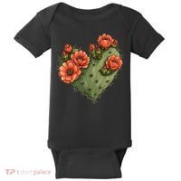 Heart Cactus Red Flower Baby Bodysuit thumb 0