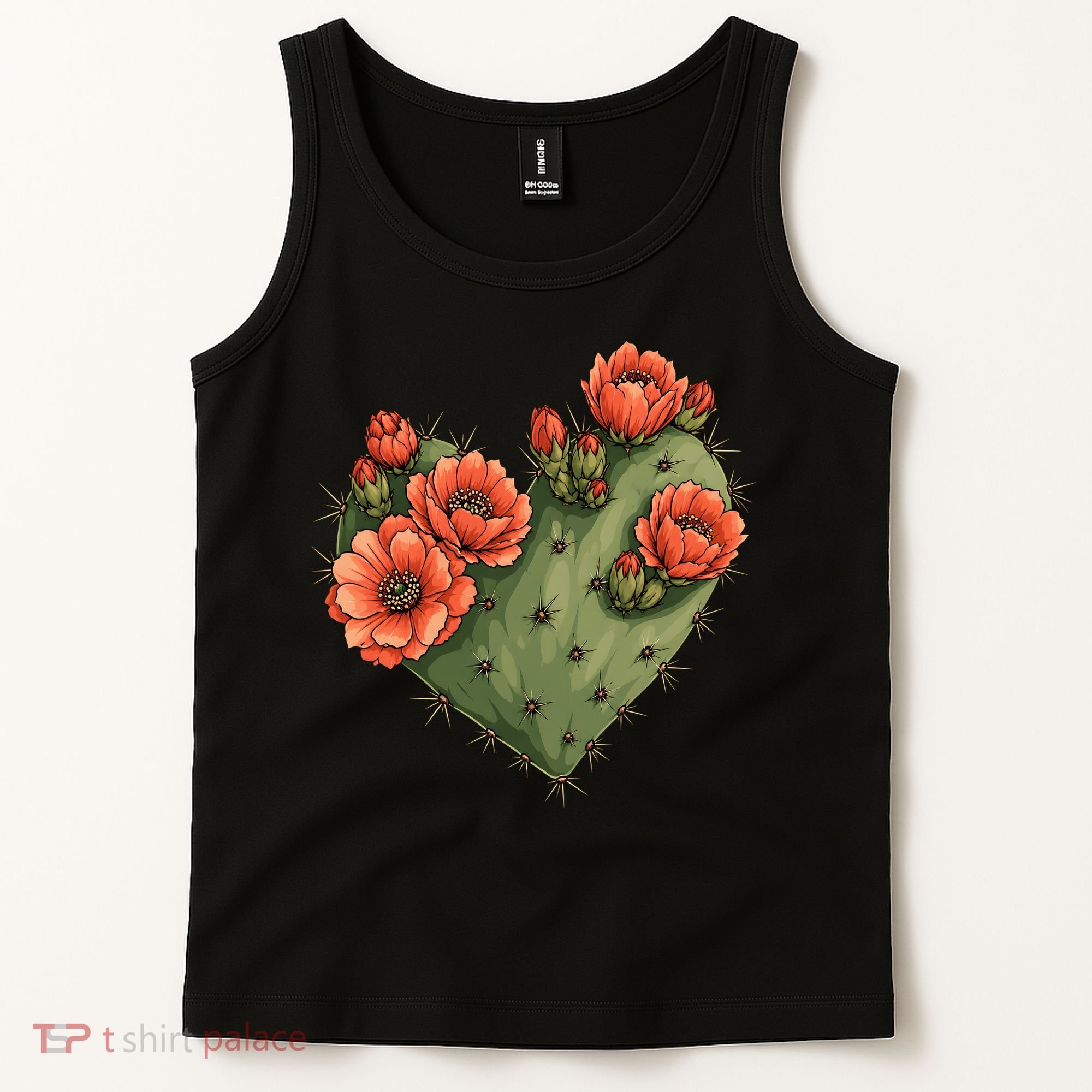 Heart Cactus Red Flower Tank Top