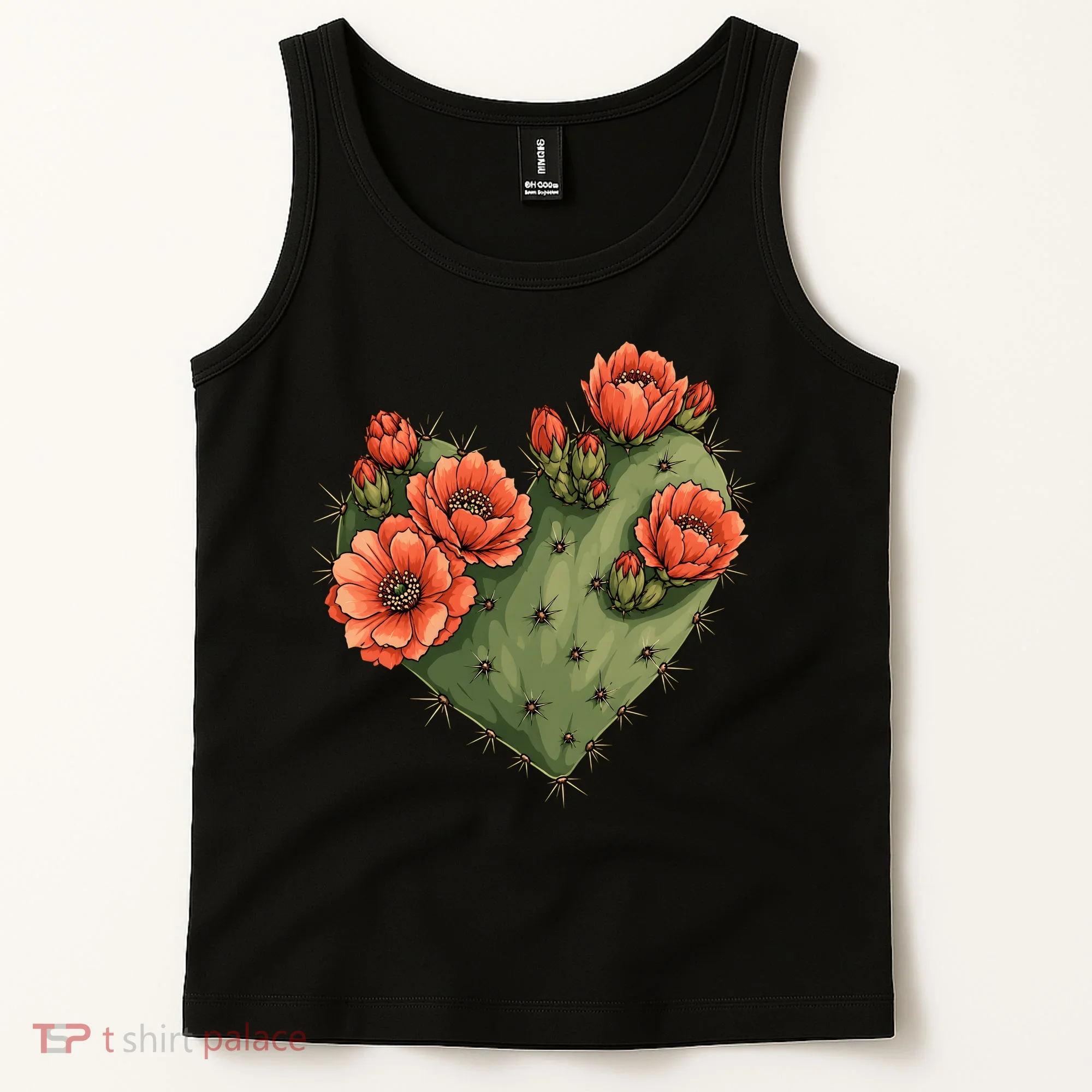 Heart Cactus Red Flower Tank Top