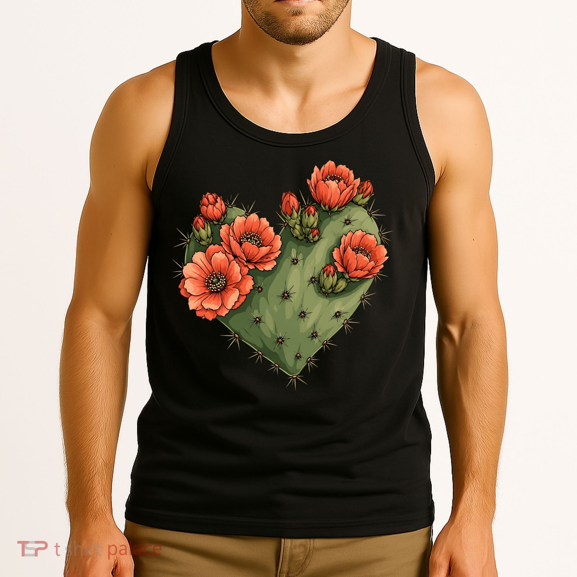 Heart Cactus Red Flower Tank Top