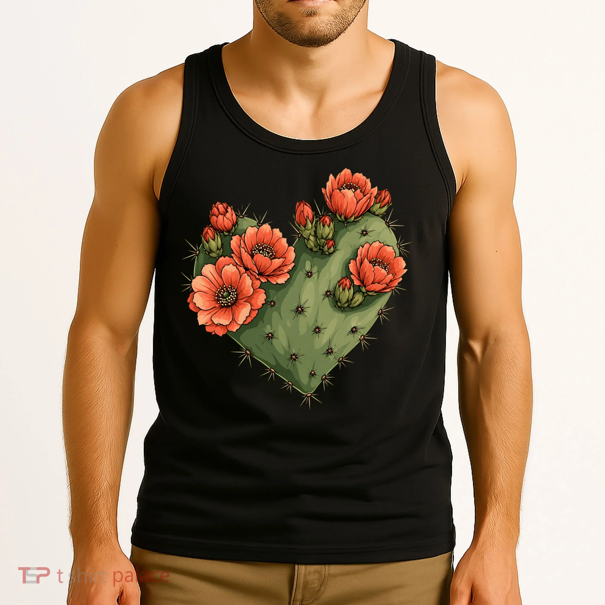Heart Cactus Red Flower Tank Top