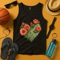Heart Cactus Red Flower Tank Top thumb 4