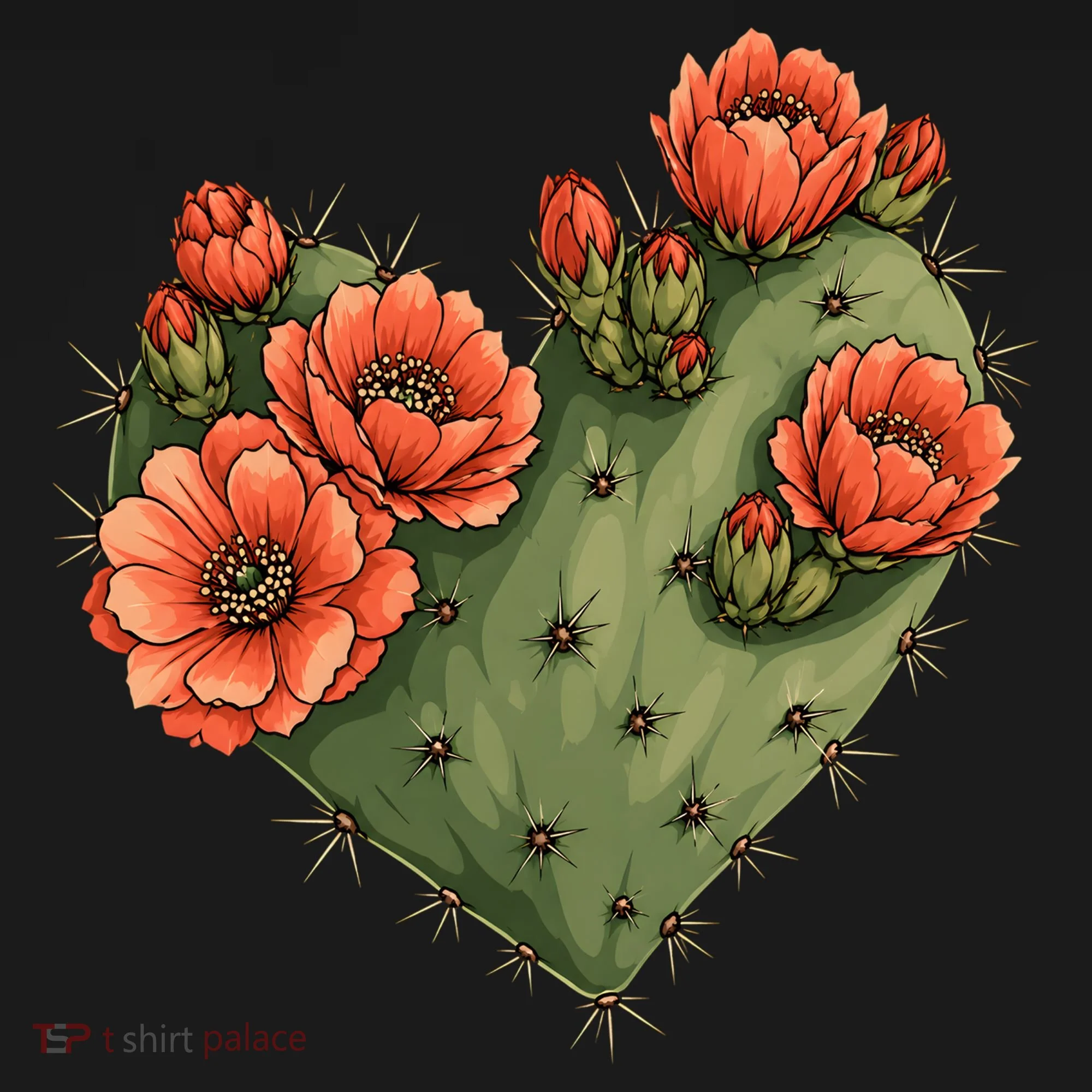 Heart Cactus Red Flower Tank Top