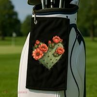 Heart Cactus Red Flower Golf Towel thumb 2