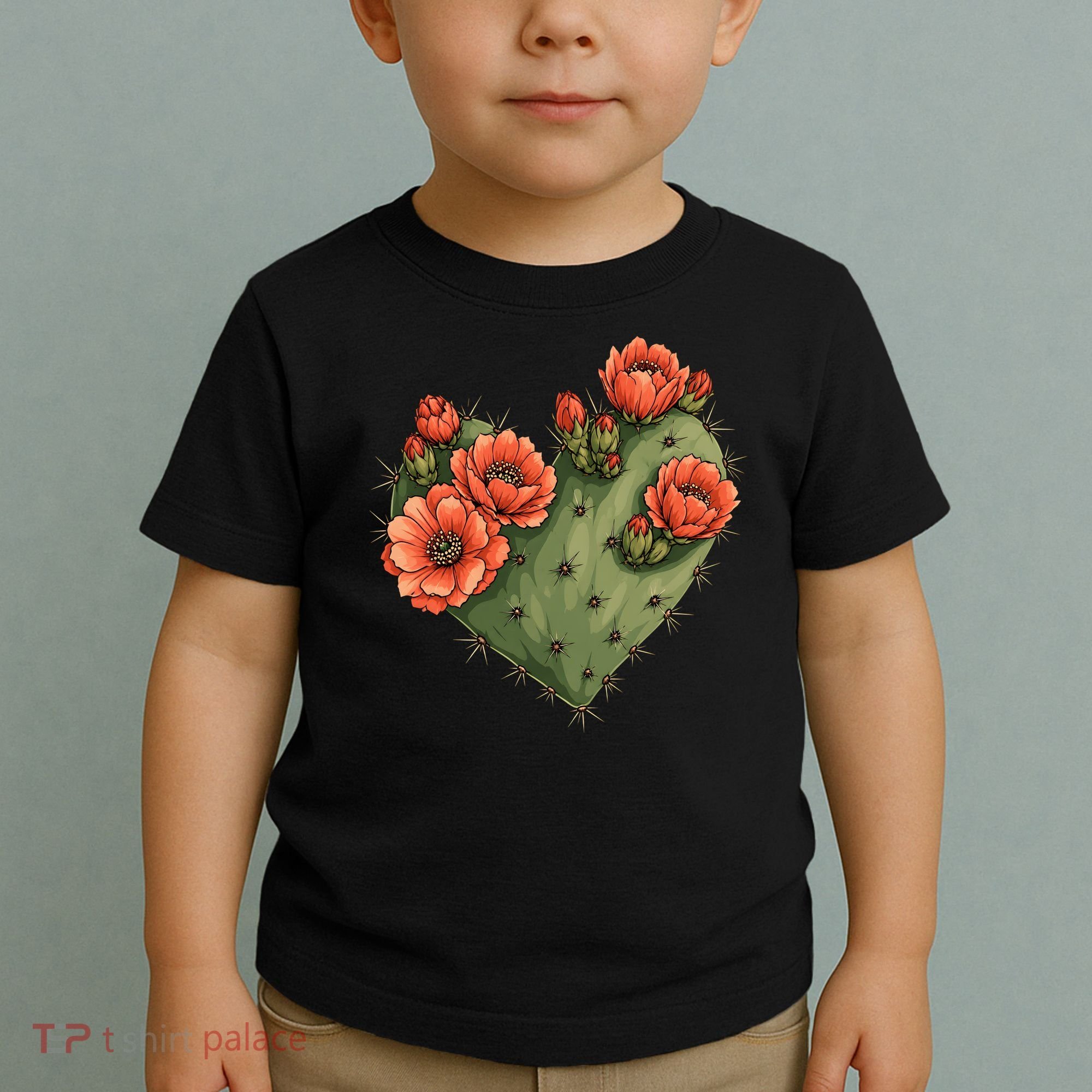 Heart Cactus Red Flower Toddler T-Shirt