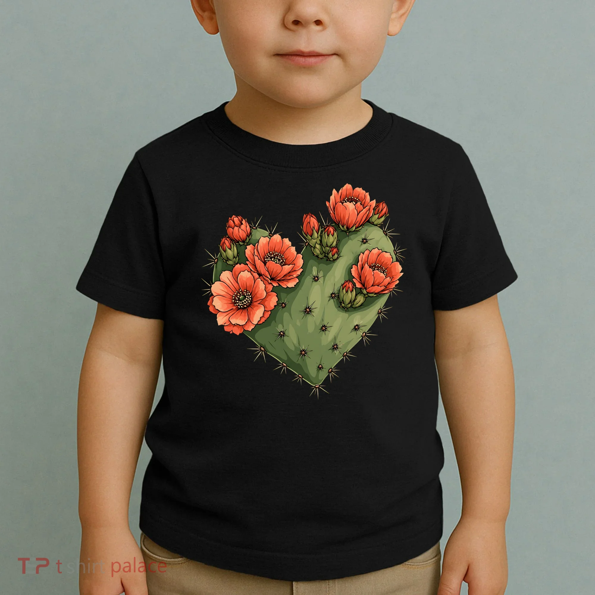 Heart Cactus Red Flower Toddler T-Shirt