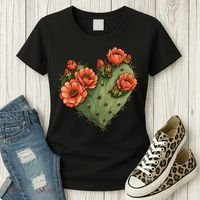 Heart Cactus Red Flower Women's T-Shirt thumb 3