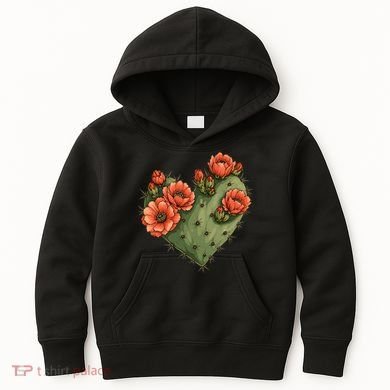 Heart Cactus Red Flower Kids Hoodie