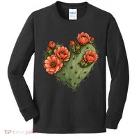 Heart Cactus Red Flower Kids Long Sleeve Shirt thumb 0