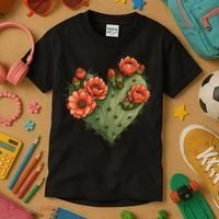 Heart Cactus Red Flower Kids T-Shirt thumb 3