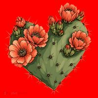 Heart Cactus Red Flower Santa Hat thumb 1