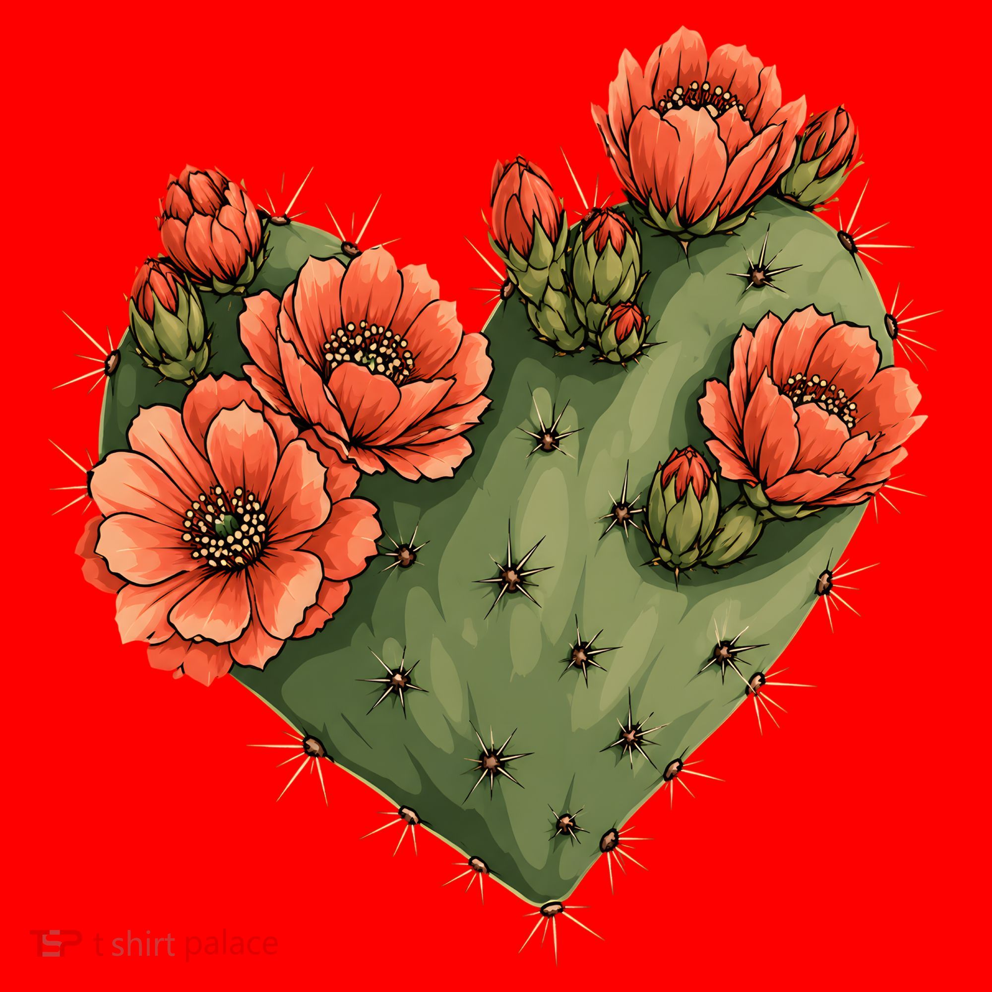 Heart Cactus Red Flower Santa Hat