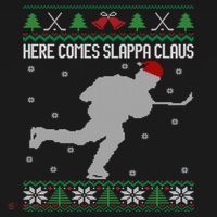 Here Comes Slappa Claus Slap Shot Ice Hockey Ugly Christmas Funny Gift Backpack thumb 2