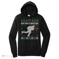 Here Comes Slappa Claus Slap Shot Ice Hockey Ugly Christmas Funny Gift Women's Hoodie thumb 0
