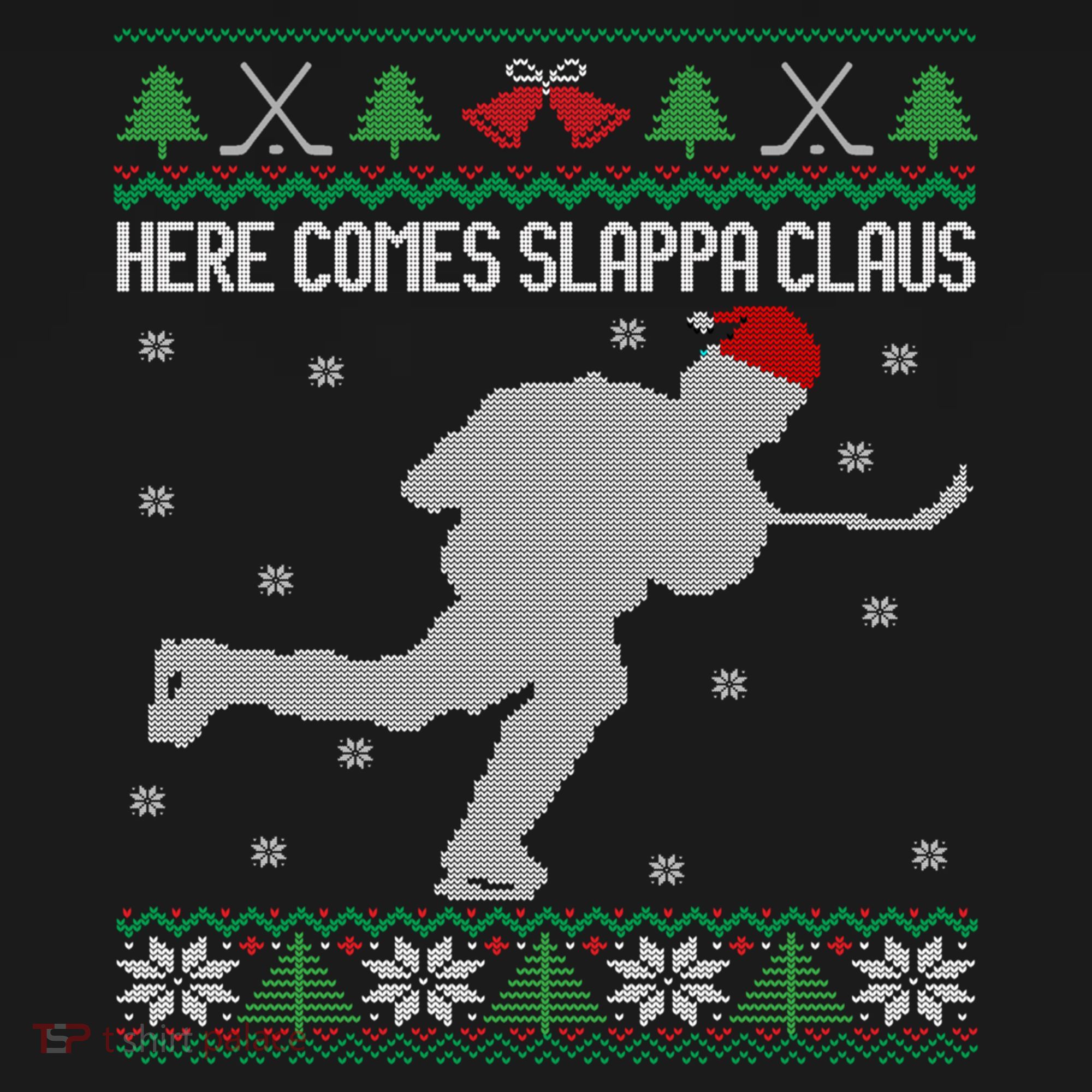Here Comes Slappa Claus Slap Shot Ice Hockey Ugly Christmas Funny Gift Women's Hoodie