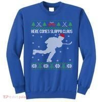 Here Comes Slappa Claus Slap Shot Ice Hockey Ugly Christmas Funny Gift Sweatshirt thumb 0