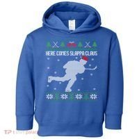 Here Comes Slappa Claus Slap Shot Ice Hockey Ugly Christmas Funny Gift Toddler Hoodie thumb 0