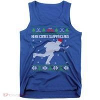 Here Comes Slappa Claus Slap Shot Ice Hockey Ugly Christmas Funny Gift Tank Top thumb 0