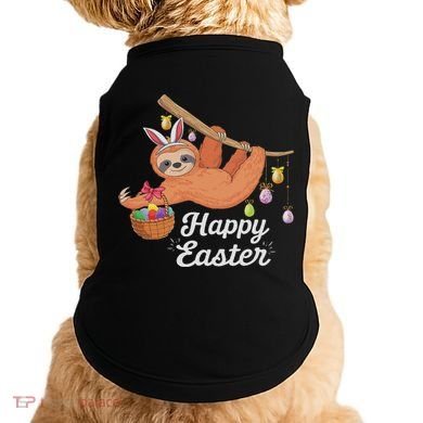 Happy Cute Sloth With Bunny Ears Egg Hunting Easter Sloth Doggie Tank