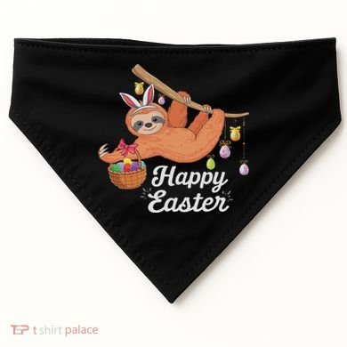 Happy Cute Sloth With Bunny Ears Egg Hunting Easter Sloth USA-Made Doggie Bandana