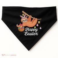 Happy Cute Sloth With Bunny Ears Egg Hunting Easter Sloth USA-Made Doggie Bandana thumb 0