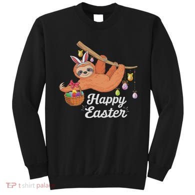 Happy Cute Sloth With Bunny Ears Egg Hunting Easter Sloth Sweatshirt