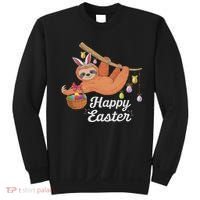 Happy Cute Sloth With Bunny Ears Egg Hunting Easter Sloth Sweatshirt thumb 0