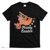 Happy Cute Sloth With Bunny Ears Egg Hunting Easter Sloth T-Shirt thumb 0