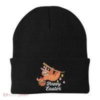 Happy Cute Sloth With Bunny Ears Egg Hunting Easter Sloth Beanie thumb 0