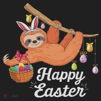 Happy Cute Sloth With Bunny Ears Egg Hunting Easter Sloth Beanie thumb 2