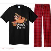 Happy Cute Sloth With Bunny Ears Egg Hunting Easter Sloth Pajama Set thumb 0