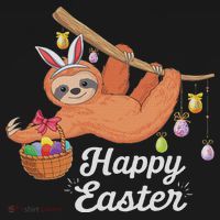 Happy Cute Sloth With Bunny Ears Egg Hunting Easter Sloth Pajama Set thumb 2