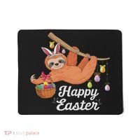 Happy Cute Sloth With Bunny Ears Egg Hunting Easter Sloth Mousepad thumb 0