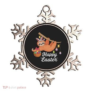 Happy Cute Sloth With Bunny Ears Egg Hunting Easter Sloth Ornament