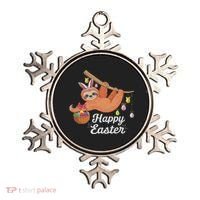 Happy Cute Sloth With Bunny Ears Egg Hunting Easter Sloth Ornament thumb 0
