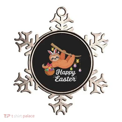 Happy Cute Sloth With Bunny Ears Egg Hunting Easter Sloth Ornament