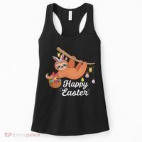 Happy Cute Sloth With Bunny Ears Egg Hunting Easter Sloth Women's Tank Top thumb 0