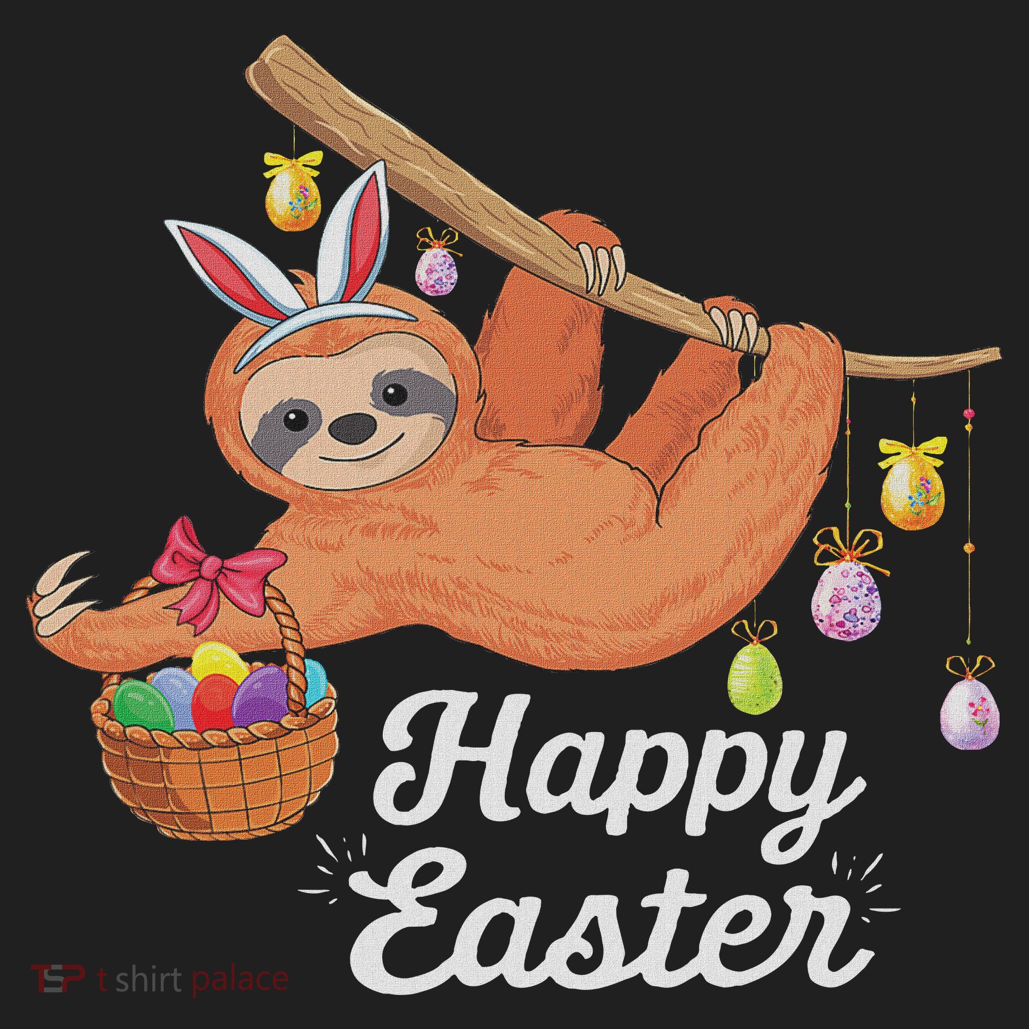 Happy Cute Sloth With Bunny Ears Egg Hunting Easter Sloth Hat