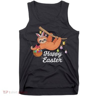 Happy Cute Sloth With Bunny Ears Egg Hunting Easter Sloth Tank Top