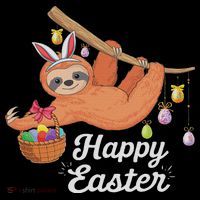 Happy Cute Sloth With Bunny Ears Egg Hunting Easter Sloth Women's T-Shirt thumb 6