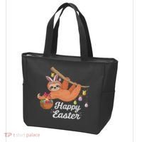 Happy Cute Sloth With Bunny Ears Egg Hunting Easter Sloth Tote Bag thumb 3