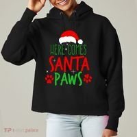 Here Comes Santa Paws Cute Christmas Ladies Heavyweight Boxy Pullover Hoodie thumb 0