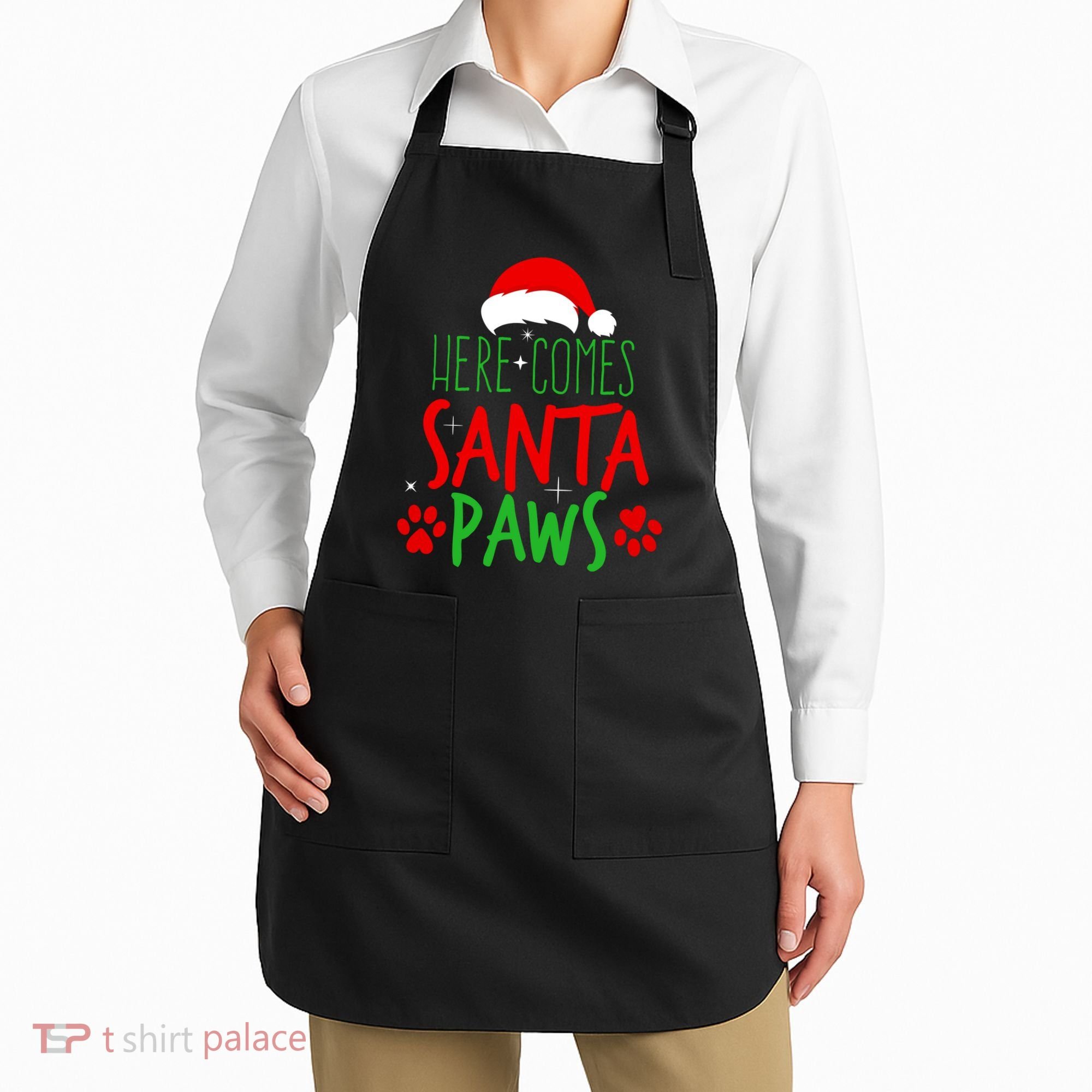 Here Comes Santa Paws Cute Christmas Apron