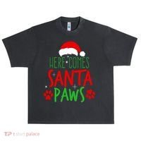 Here Comes Santa Paws Cute Christmas Urban Oversized Heavyweight T-Shirt thumb 0
