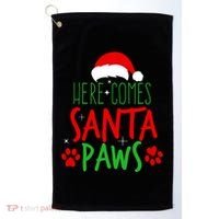 Here Comes Santa Paws Cute Christmas Golf Towel thumb 0