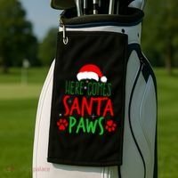 Here Comes Santa Paws Cute Christmas Golf Towel thumb 2