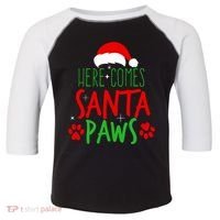 Here Comes Santa Paws Cute Christmas Toddler Fine Jersey T-Shirt thumb 0