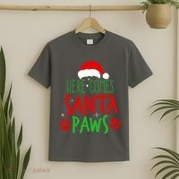 Here Comes Santa Paws Cute Christmas T-Shirt thumb 2