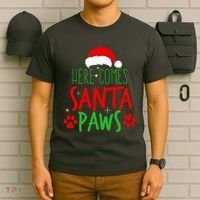 Here Comes Santa Paws Cute Christmas T-Shirt thumb 6