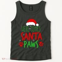 Here Comes Santa Paws Cute Christmas Tank Top thumb 2
